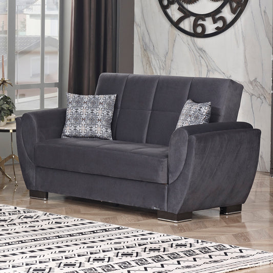 AIR ARMADA LOVESEAT #101 MICROFIBER GRAY IN CHENILLE/LEATHER