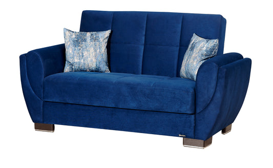AIR ARMADA LOVESEAT #104 MICROFIBER BLUE IN CHENILLE/LEATHER