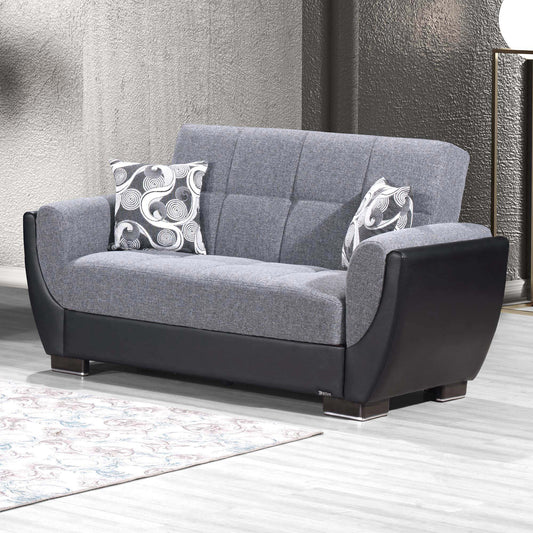AIR ARMADA LOVESEAT #105 GRAY/BLACK IN CHENILLE/LEATHER