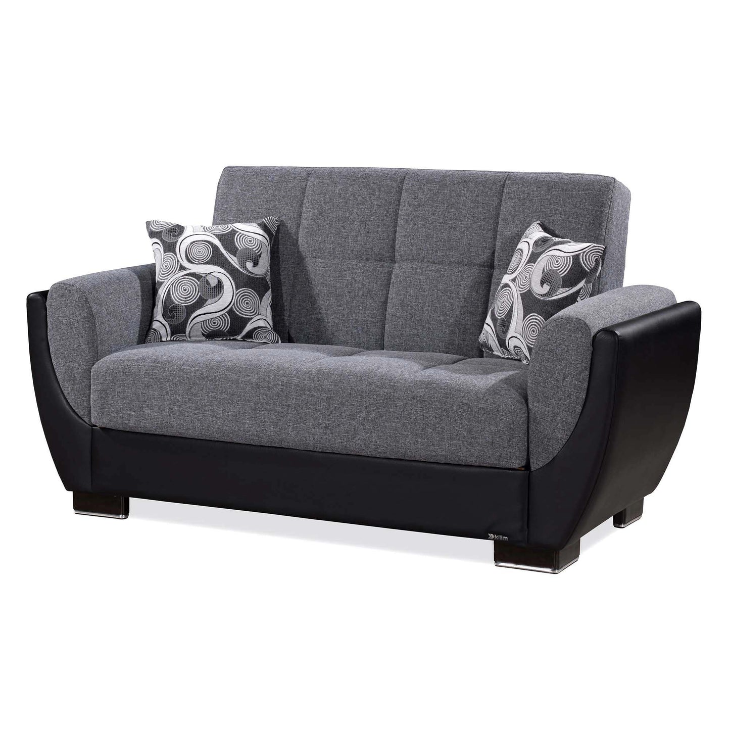 AIR ARMADA LOVESEAT #105 GRAY/BLACK IN CHENILLE/LEATHER