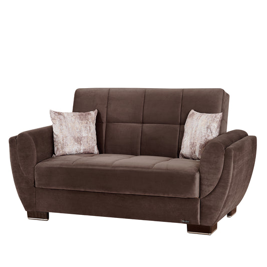 AIR ARMADA LOVESEAT #108 MICROFIBER BROWN IN CHENILLE/LEATHER