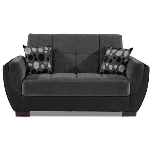 AIR ARMADA LOVESEAT #118 DARK GRAY/BLACK IN CHENILLE/LEATHER