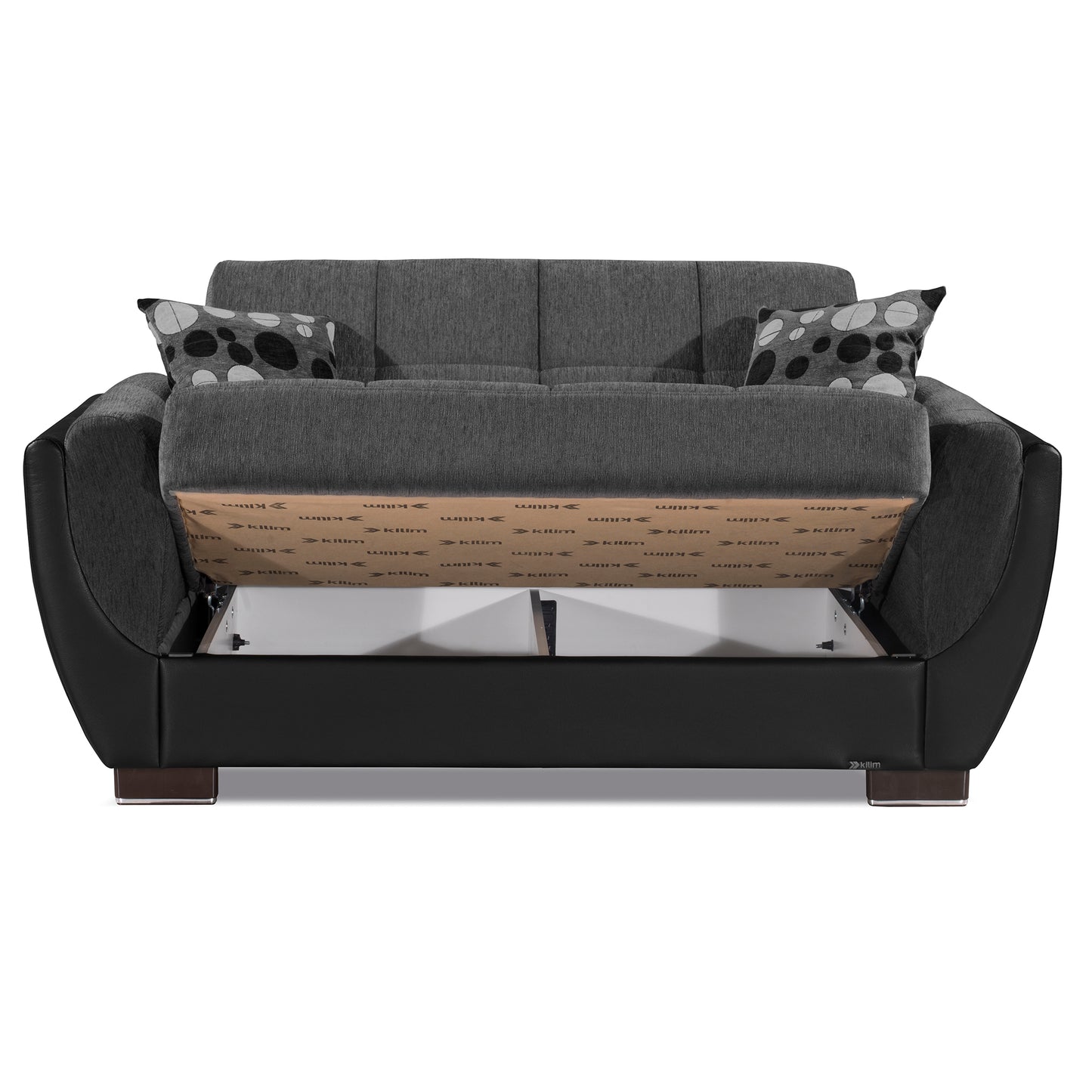 AIR ARMADA LOVESEAT #118 DARK GRAY/BLACK IN CHENILLE/LEATHER