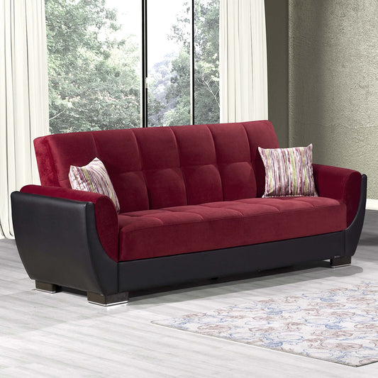 AIR ARMADA SOFABED #110 BURGUNDY IN MICROFIBER/LEATHER
