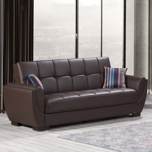 AIR ARMADA SOFABED #116 BROWN PU IN LEATHERETTE
