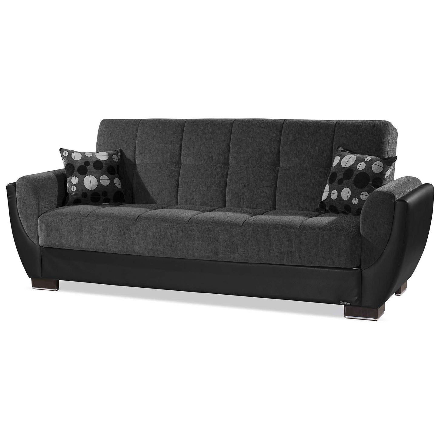 AIR ARMADA SOFABED #118 DARK GRAY/BLACK IN CHENILLE/LEATHER