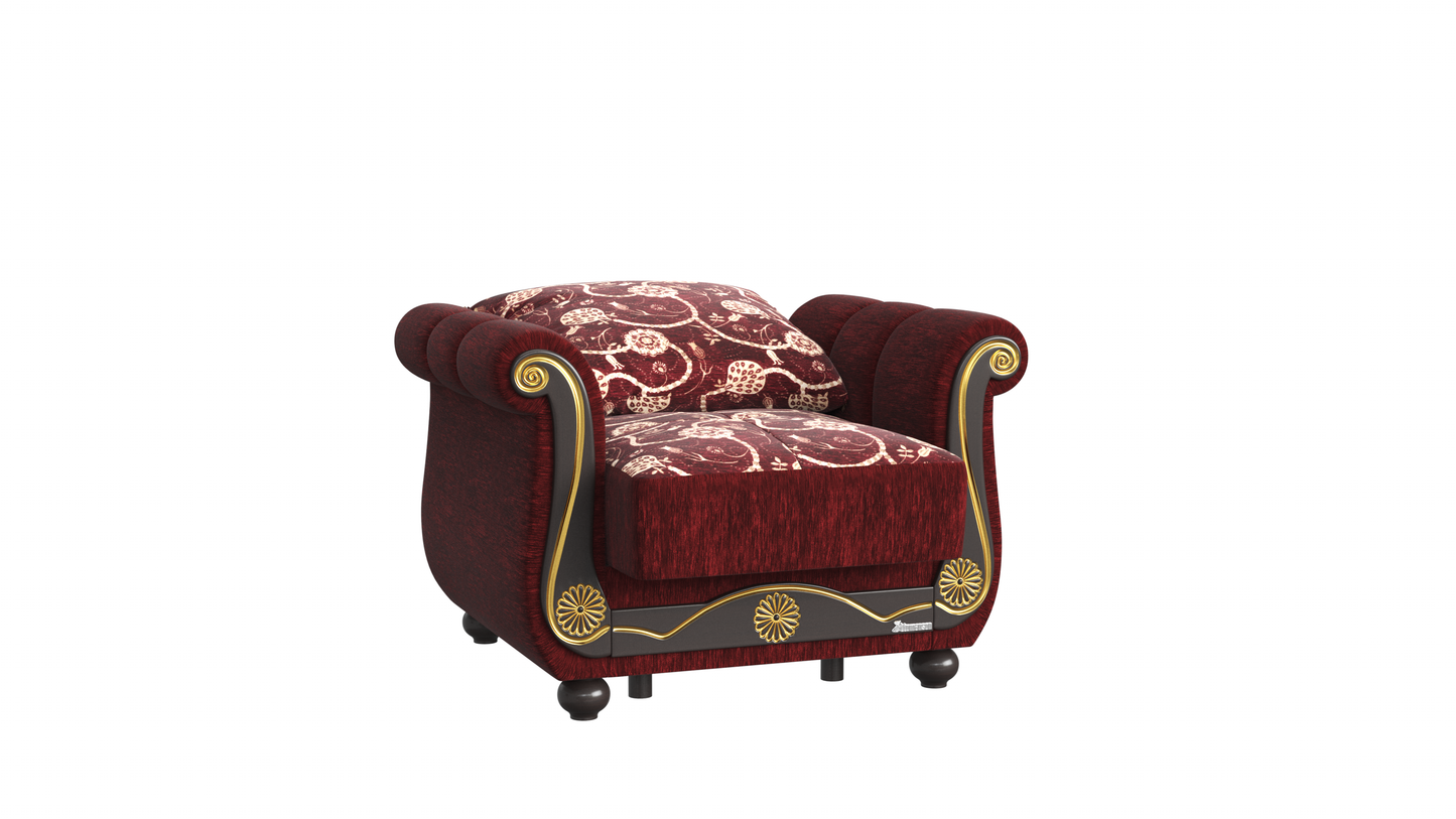 AMERICANA ARMCHAIR IN BURGUNDY CHENILLE