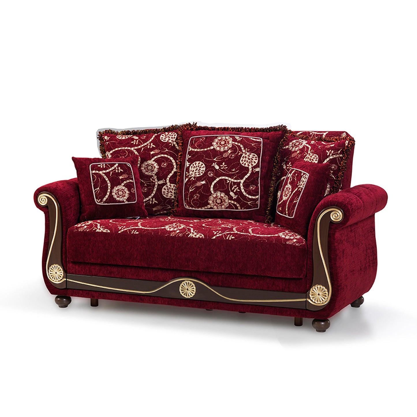 AMERICANA LOVESEAT IN BURGUNDY CHENILLE