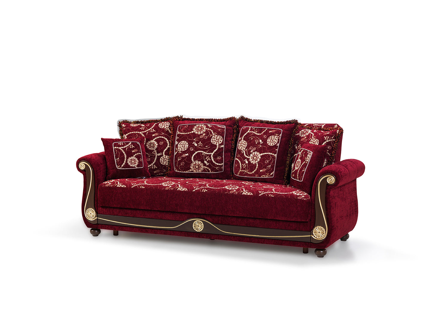 AMERICANA SOFABED IN BURGUNDY CHENILLE