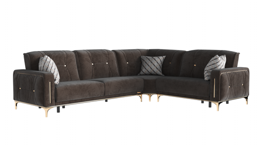 ANGEL SECTIONAL IN BROWN MICROFIBER