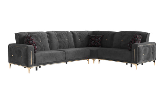ANGEL SECTIONAL IN GRAY MICROFIBER