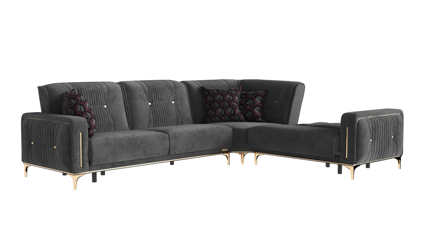 ANGEL SECTIONAL IN GRAY MICROFIBER