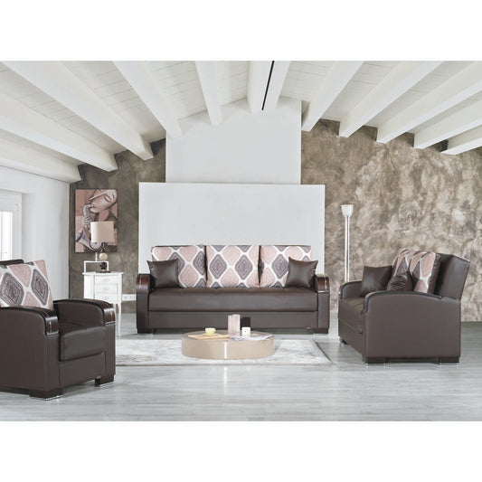 MOBIMAX LOVE SEAT IN BROWN PU LEATHERETTE