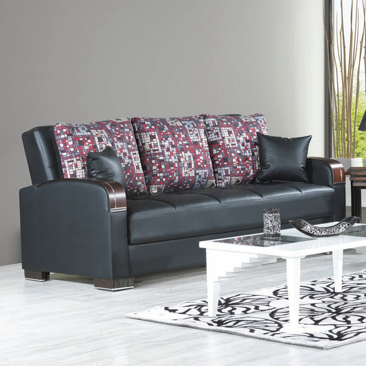 MOBIMAX SOFABED IN BLACK PU 11-448 LEATHERETTE