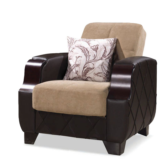 MOLINA ARMCHAIR IN BROWN / BROWN MICROFIBER