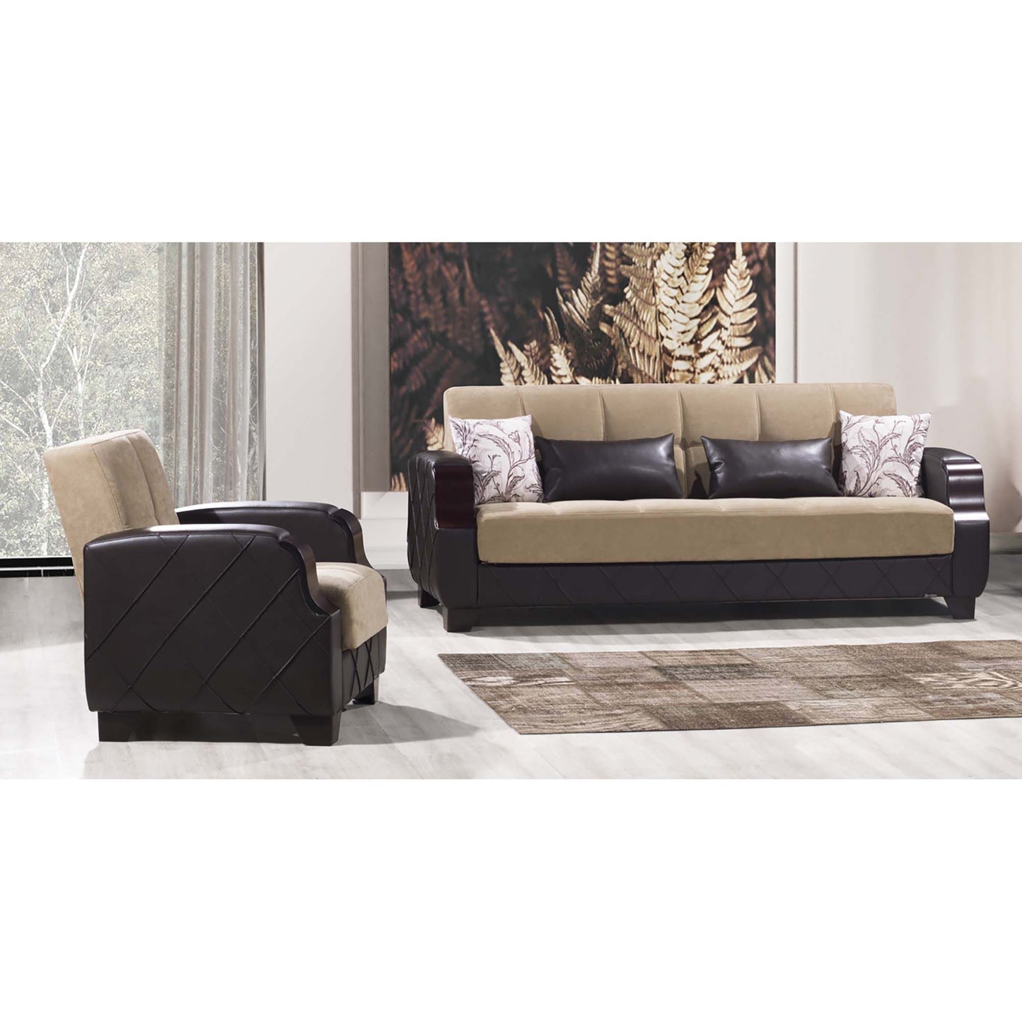 MOLINA ARMCHAIR IN BROWN / BROWN MICROFIBER