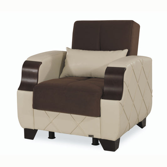 MOLINA ARMCHAIR IN DARK BROWN / CREAM 27-598/16-626 MICROSUEDE
