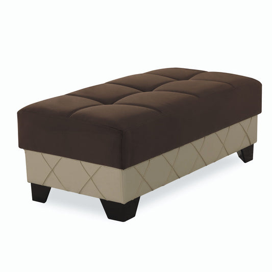 MOLINA OTTOMAN IN DARK BROWN / CREAM 27-598/16-626 MICROSUEDE