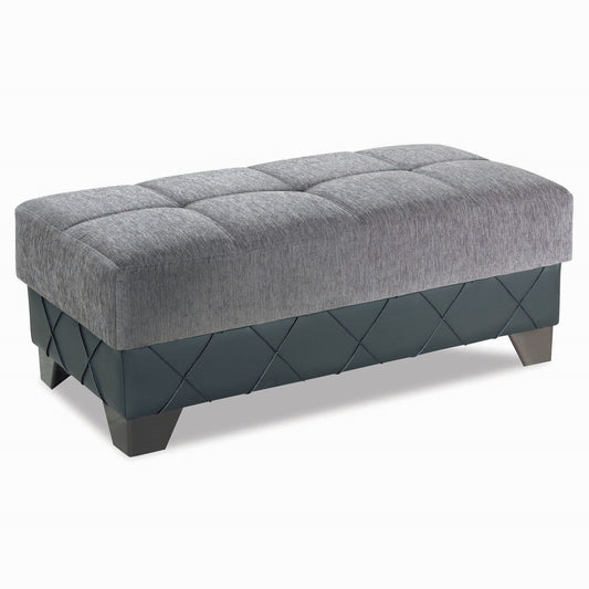 MOLINA OTTOMAN IN FLOKET GRAY CHENILLE