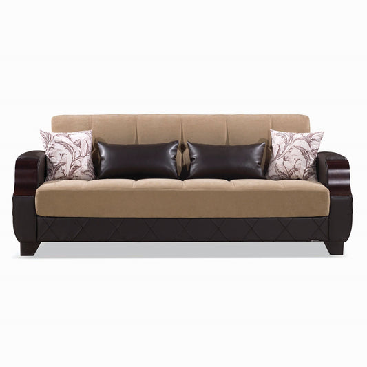 MOLINA SOFABED IN BROWN / BROWN MICROFIBER
