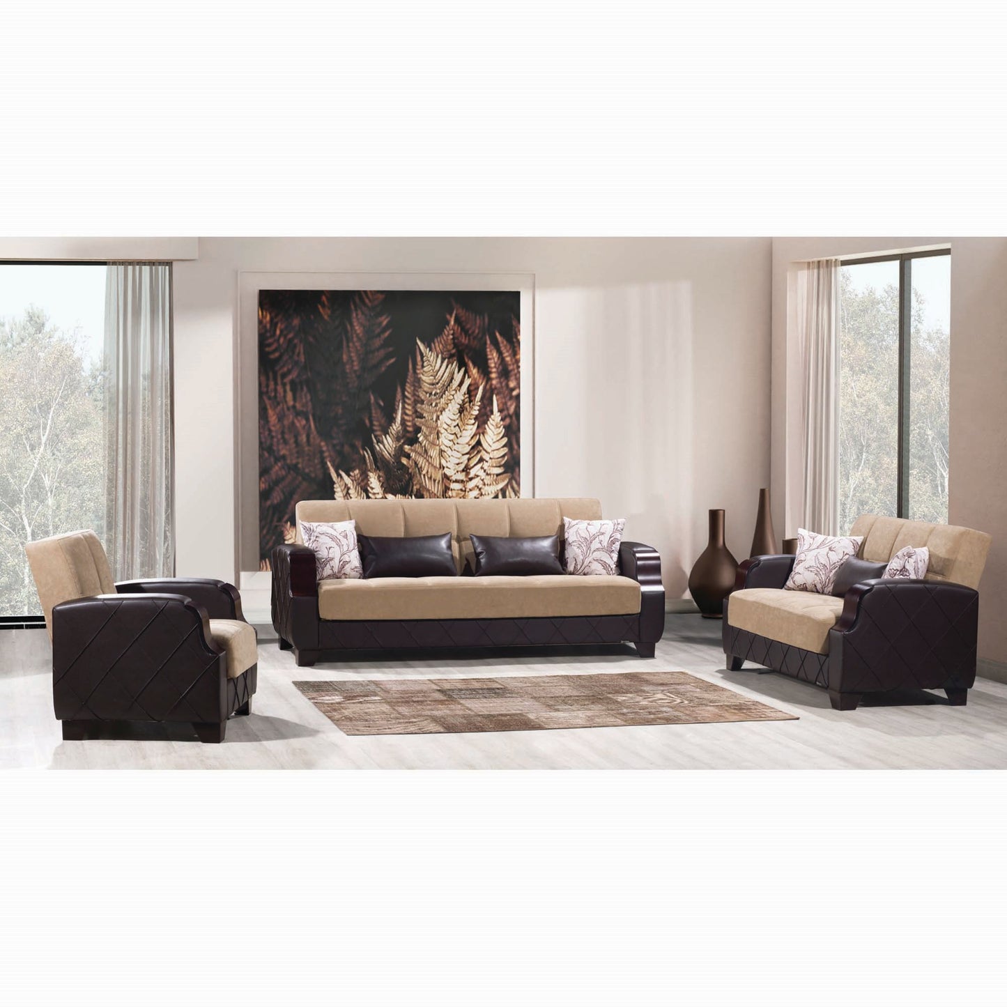 MOLINA SOFABED IN BROWN / BROWN MICROFIBER