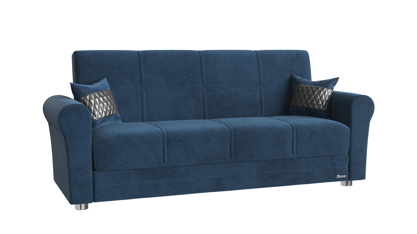 SARA SOFABED IN BLUE MICROFIBER