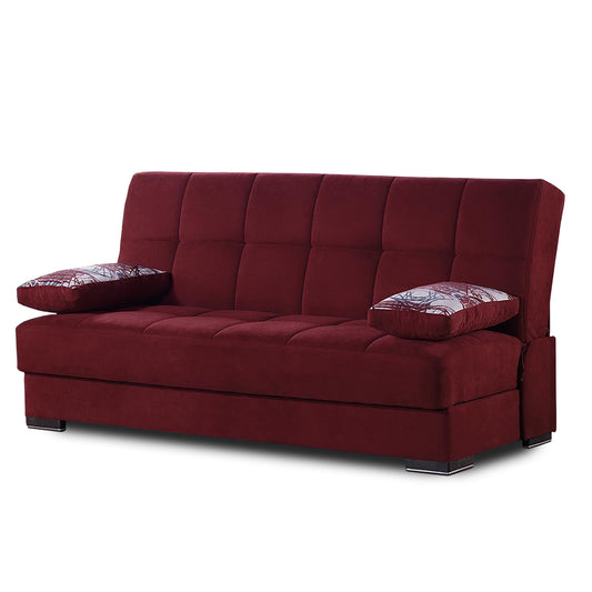 SOHO SOFABED IN BURGUNDY NANO
