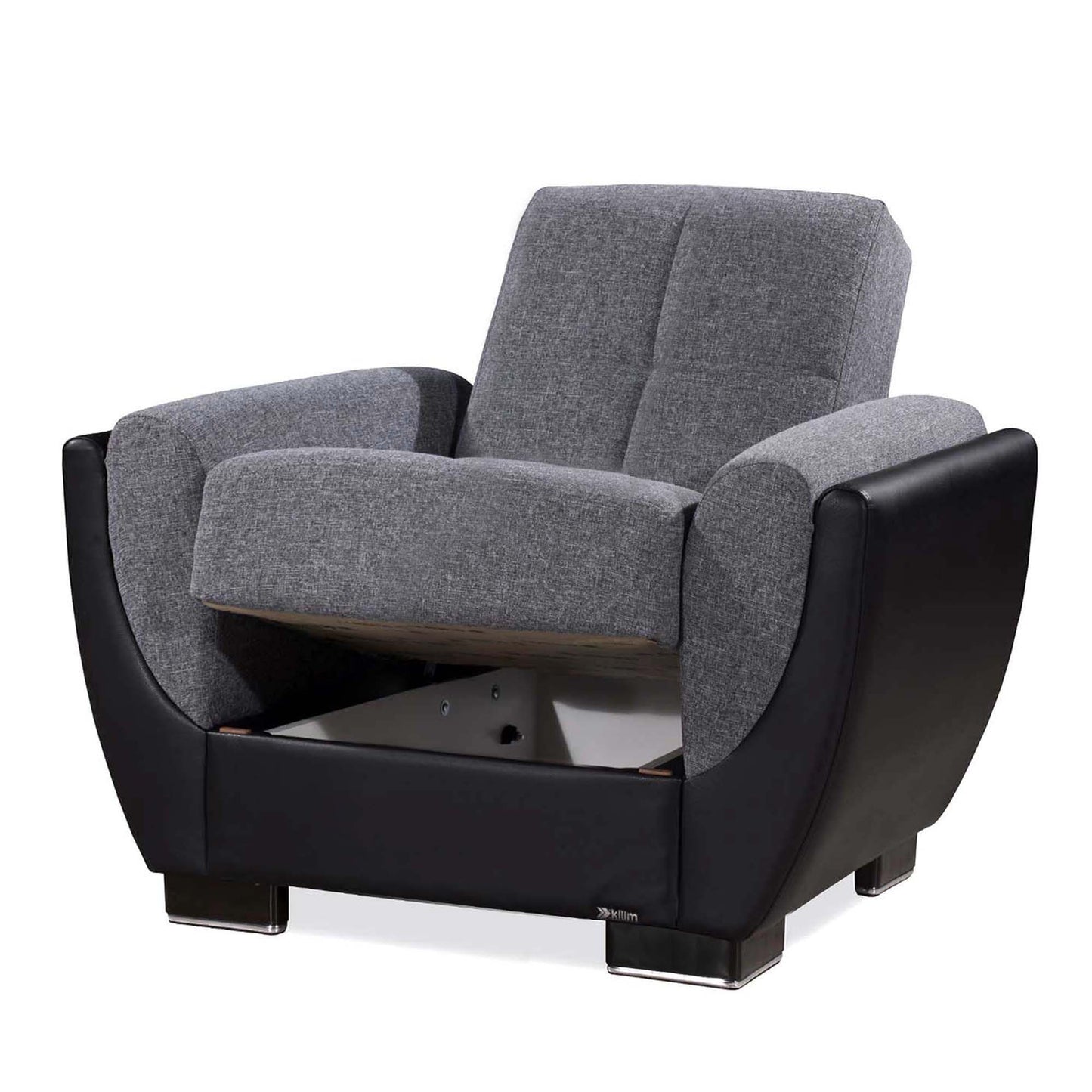 AIR ARMADA CHAIR  #105 GRAY/BLACK  IN CHENILLE/LEATHER