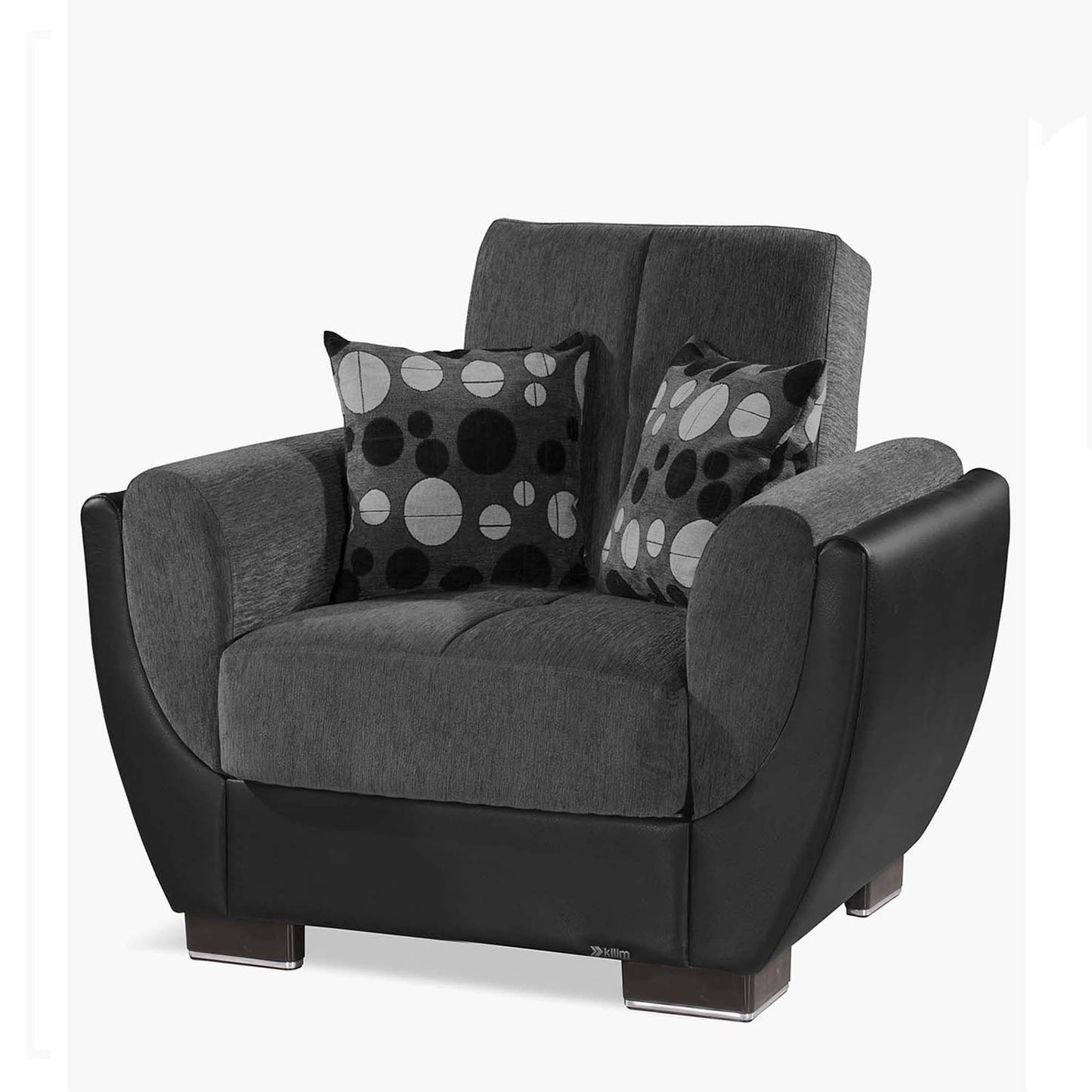 AIR ARMADA CHAIR #118 DARK GRAY/BLACK  IN CHENILLE/LEATHER