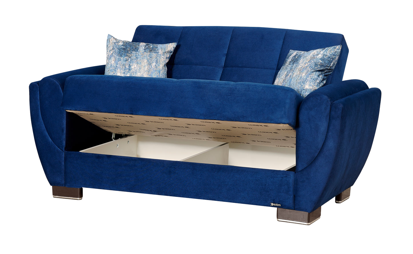 AIR ARMADA LOVESEAT #104 MICROFIBER BLUE  IN CHENILLE/LEATHER