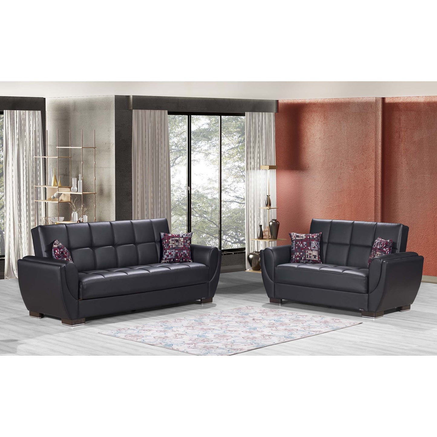 AIR ARMADA LOVESEAT #115 BLACK PU  IN LEATHERETTE