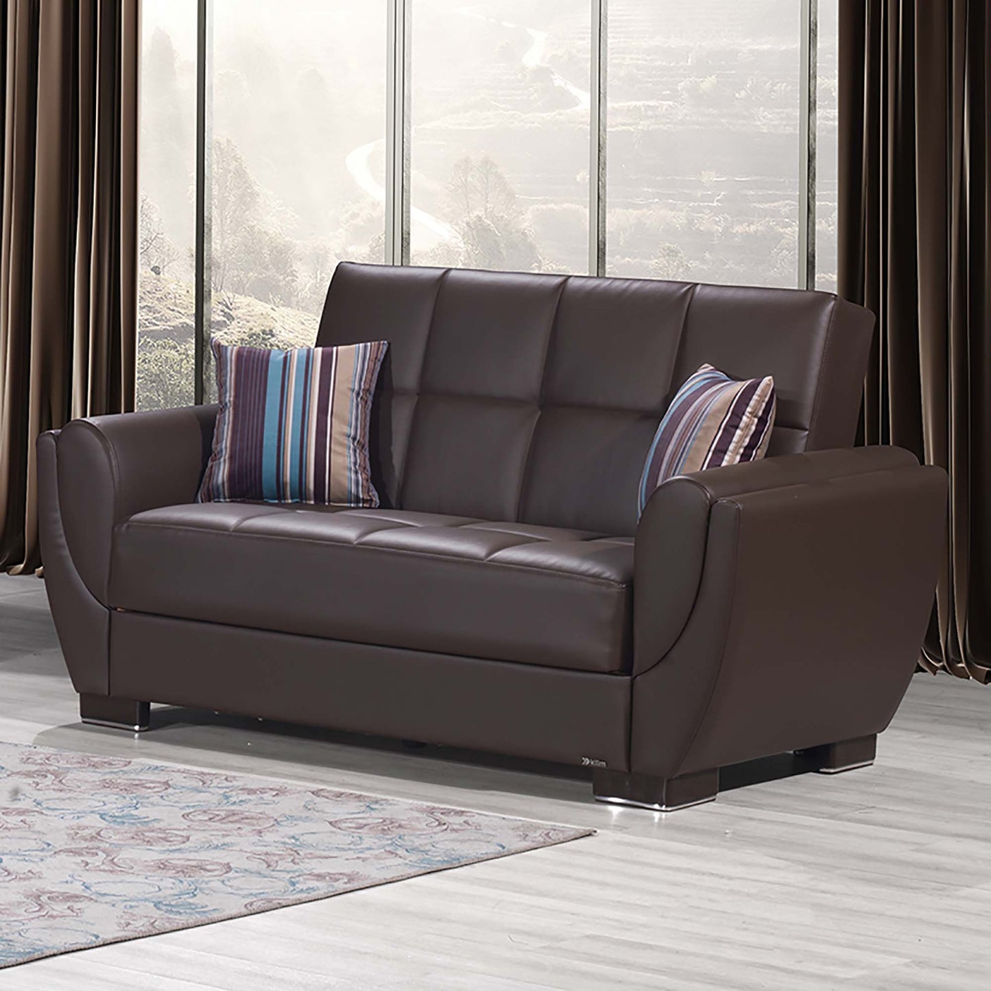 AIR ARMADA LOVESEAT #116 BROWN PU  IN LEATHERETTE