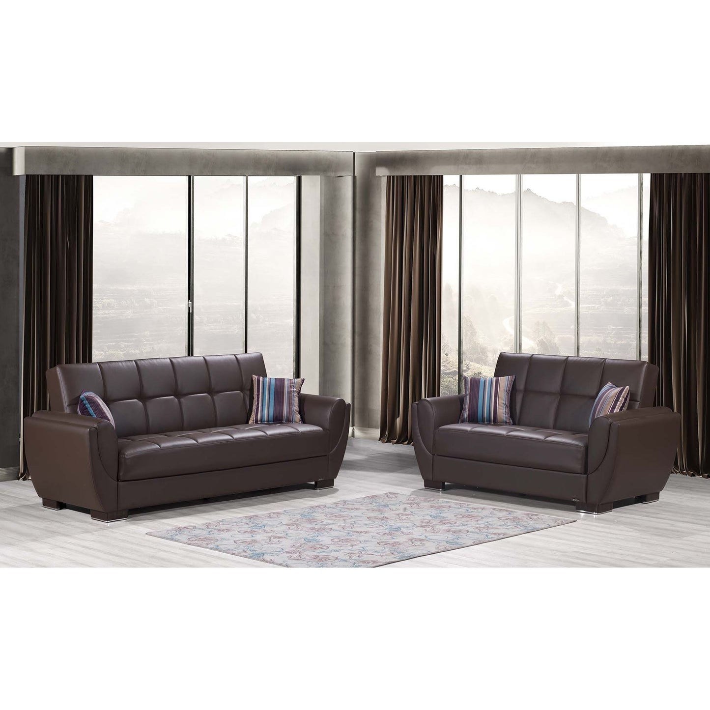 AIR ARMADA LOVESEAT #116 BROWN PU  IN LEATHERETTE