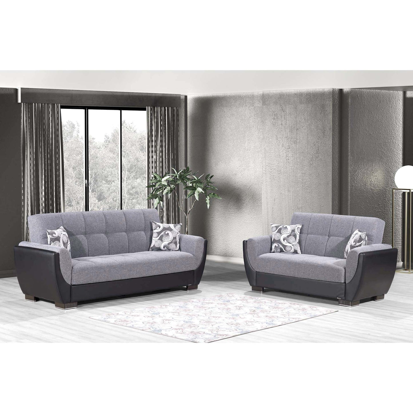 AIR ARMADA SOFABED #105 GRAY/BLACK  IN CHENILLE/LEATHER