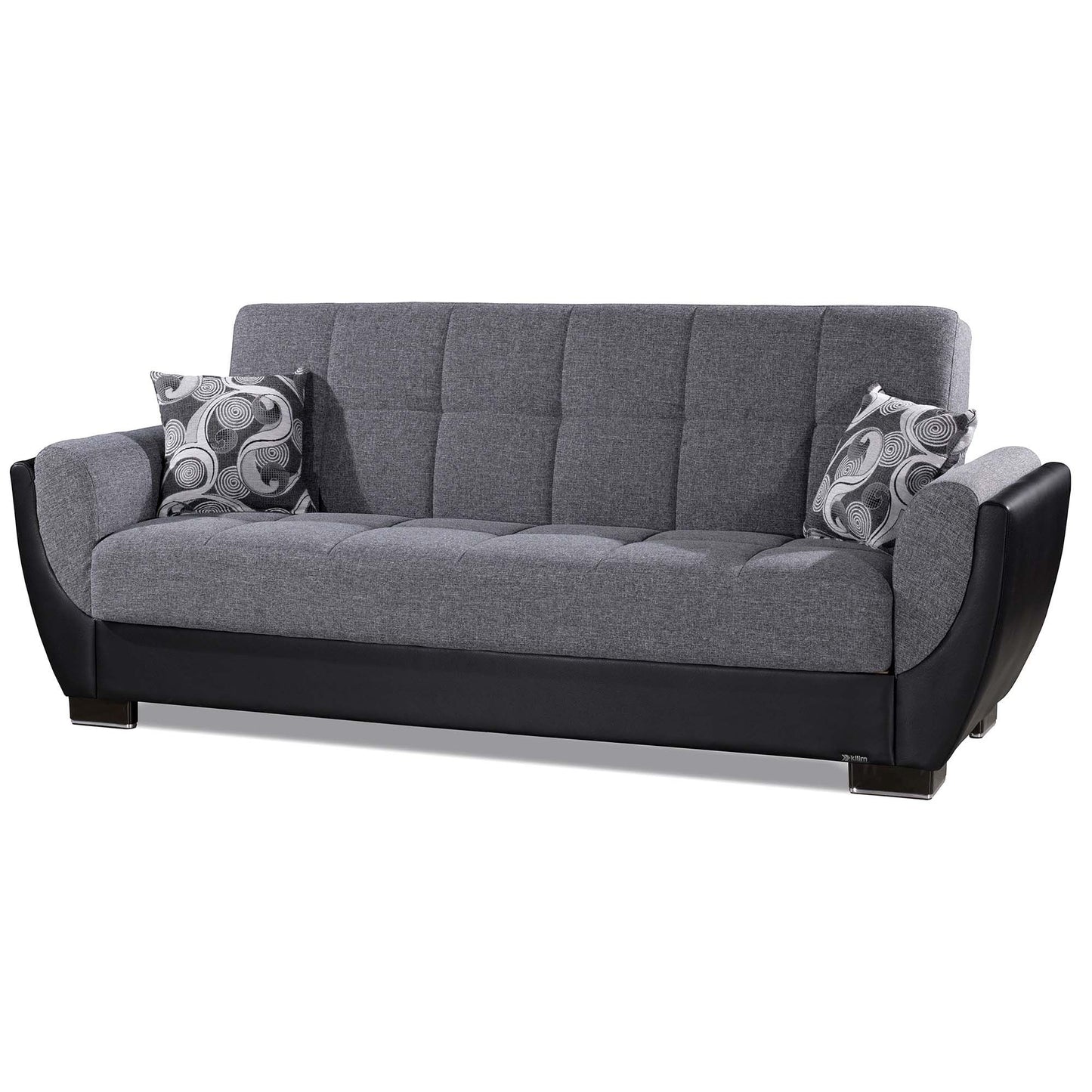 AIR ARMADA SOFABED #105 GRAY/BLACK  IN CHENILLE/LEATHER