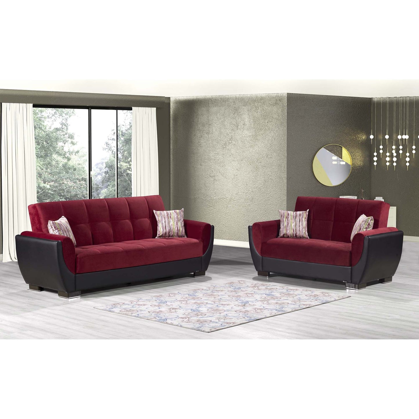 AIR ARMADA SOFABED #110 BURGUNDY  IN MICROFIBER/LEATHER