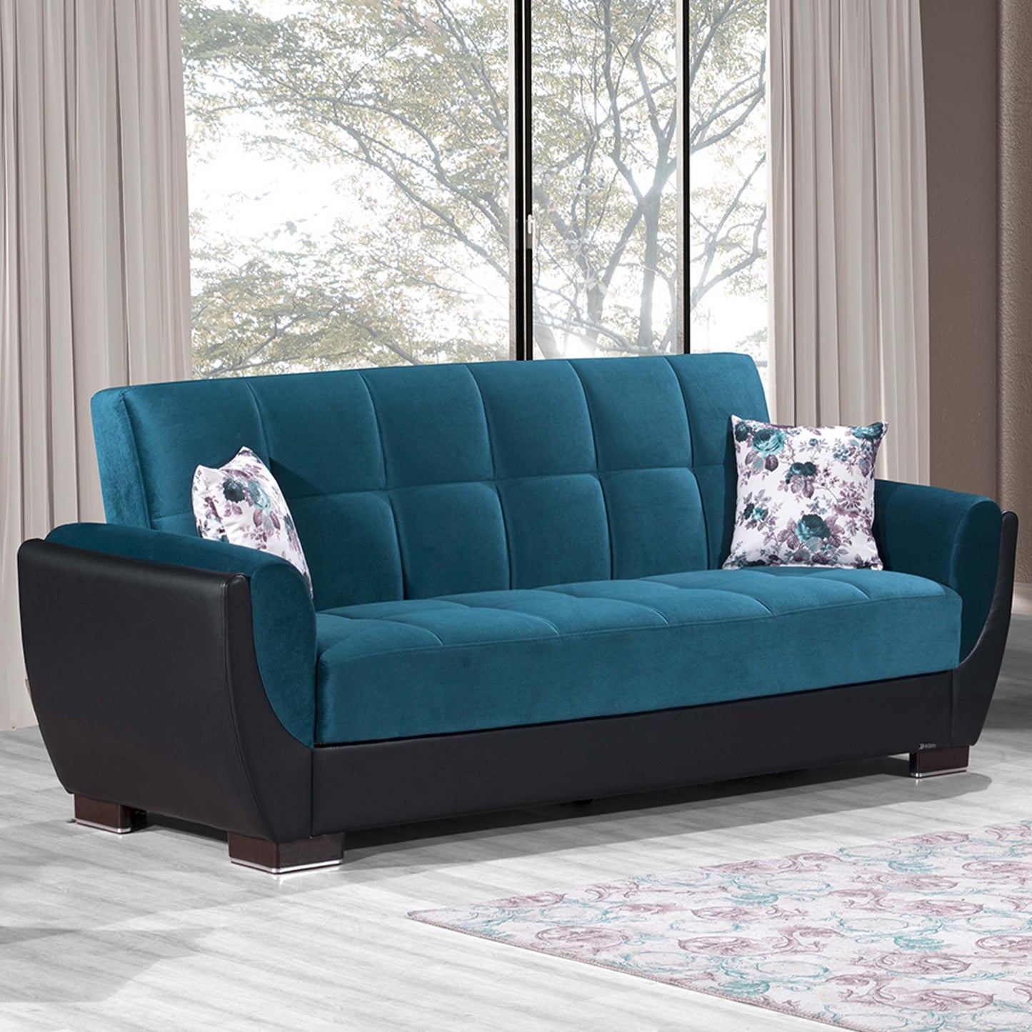 AIR ARMADA SOFABED #117 EMERALD BLUE IN MICROFIBER/LEATHER