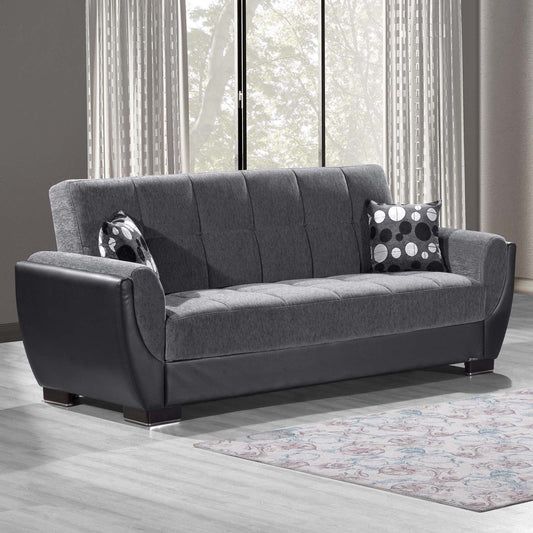 AIR ARMADA SOFABED #118 DARK GRAY/BLACK  IN CHENILLE/LEATHER