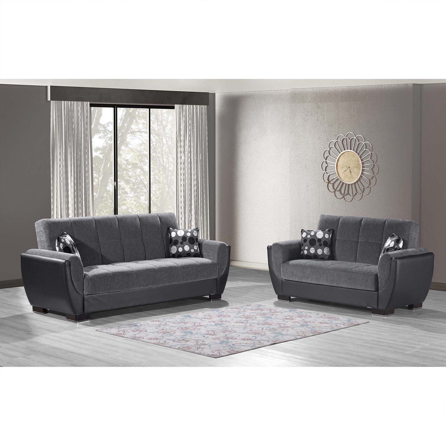 AIR ARMADA SOFABED #118 DARK GRAY/BLACK  IN CHENILLE/LEATHER