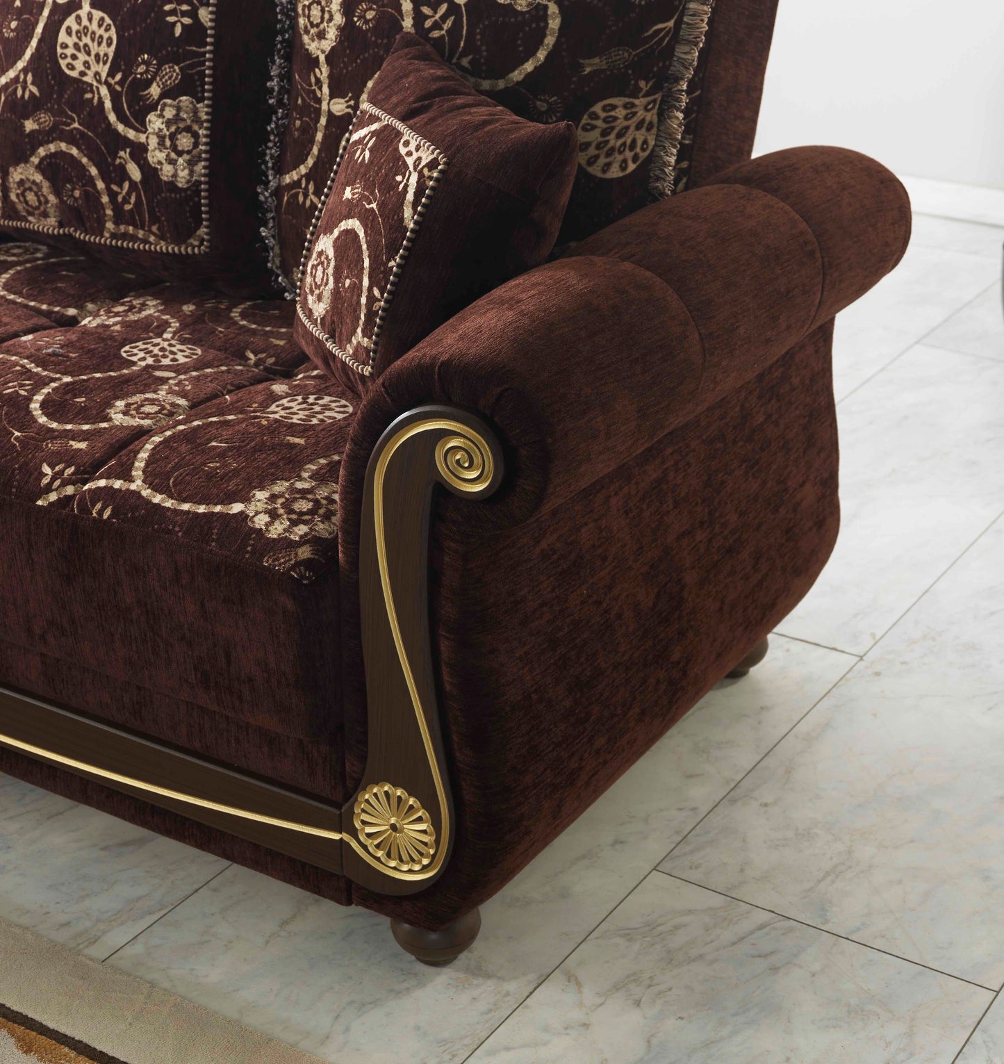 AMERICANA SECTIONAL  IN BROWN CHENILLE