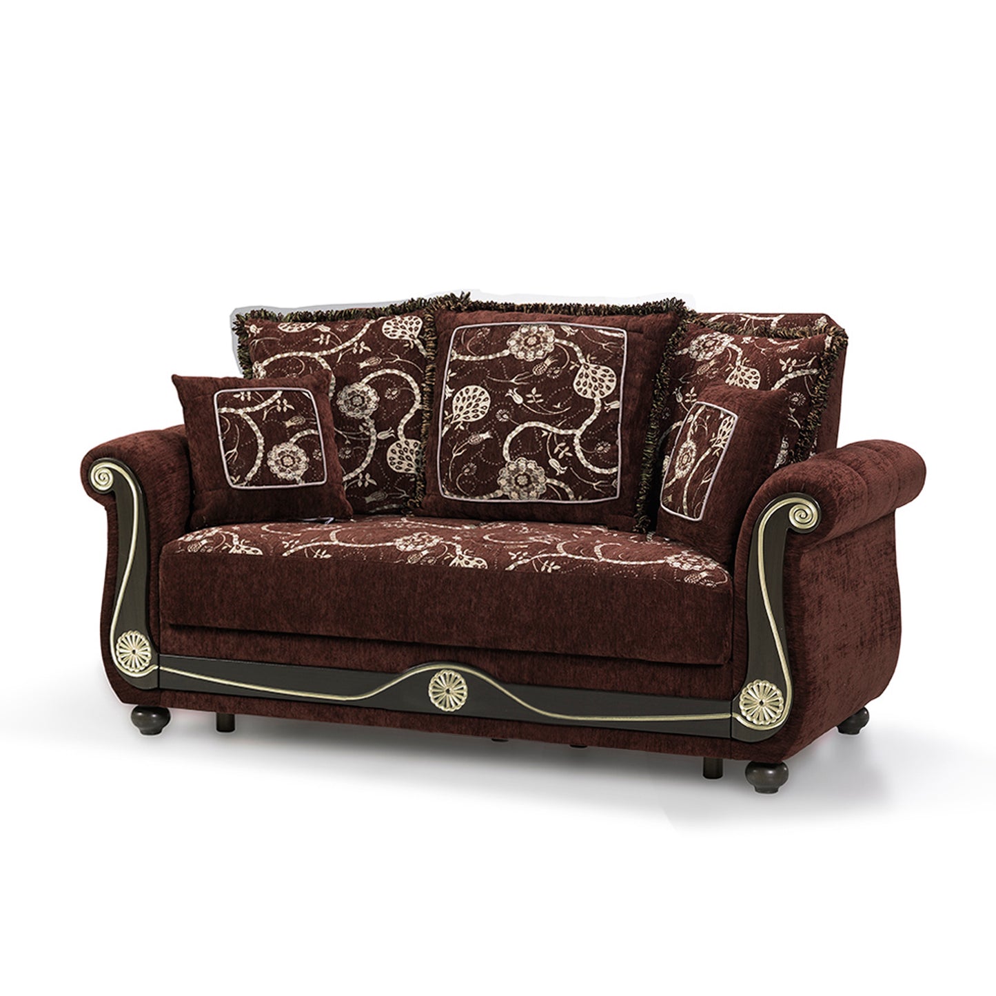 AMERICANA  LOVESEAT IN BROWN CHENILLE