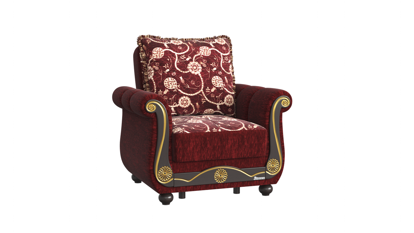 AMERICANA  ARMCHAIR IN BURGUNDY  CHENILLE