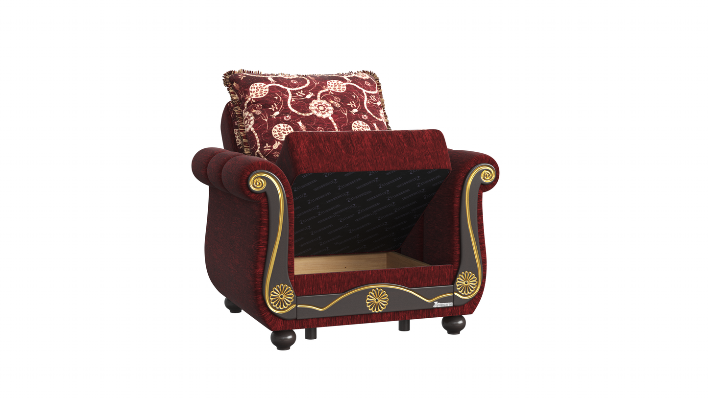 AMERICANA  ARMCHAIR IN BURGUNDY  CHENILLE