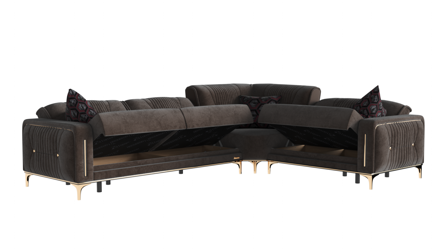 ANGEL  SECTIONAL  IN BROWN  MICROFIBER