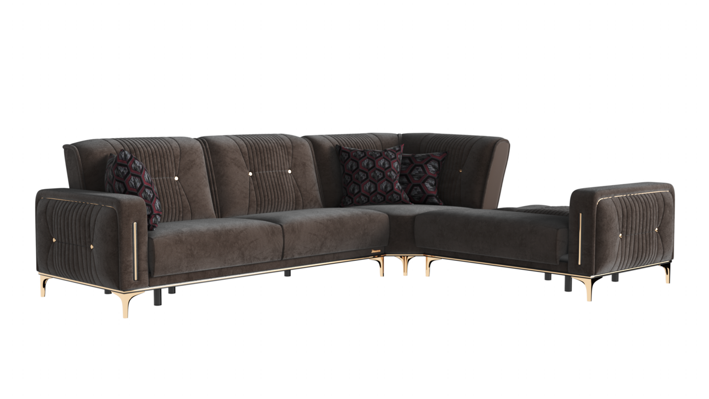 ANGEL  SECTIONAL  IN BROWN  MICROFIBER