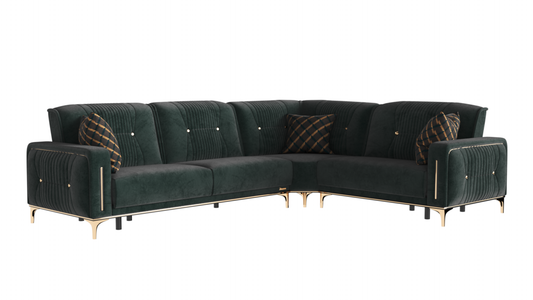 ANGEL  SECTIONAL  IN GREEN  MICROFIBER