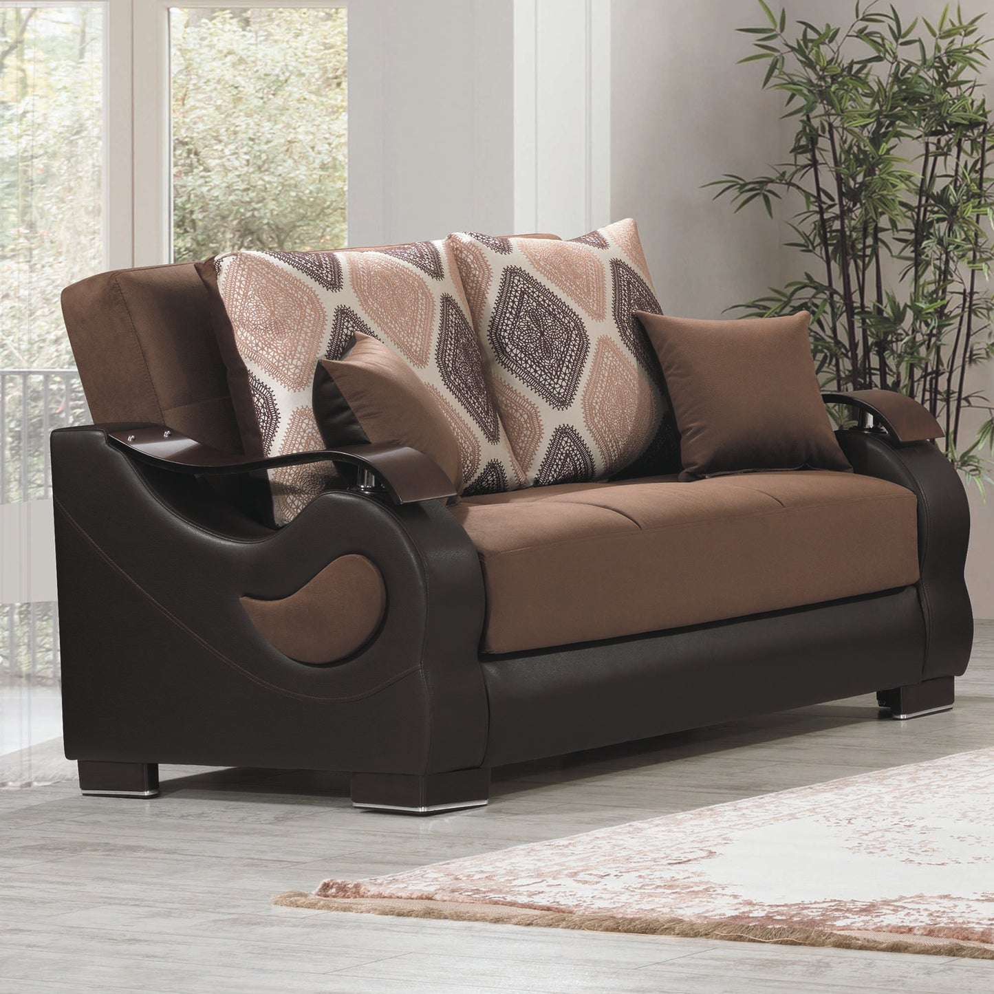 METROPLEX LOVE SEAT IN BROWN 27-598 MICROSUEDE