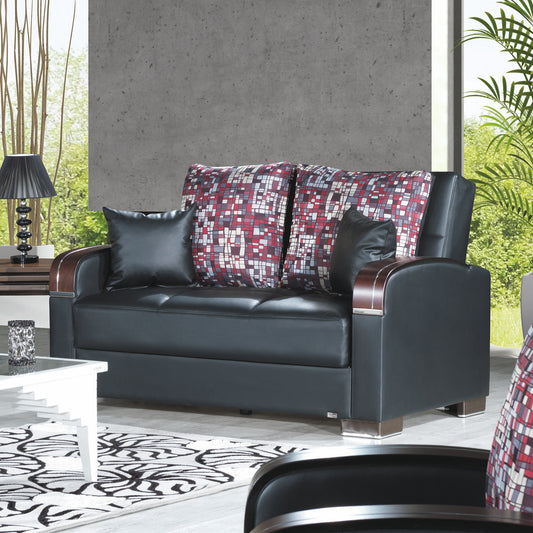 MOBIMAX   LOVE SEAT  IN BLACK PU 11-448  LEATHERETTE