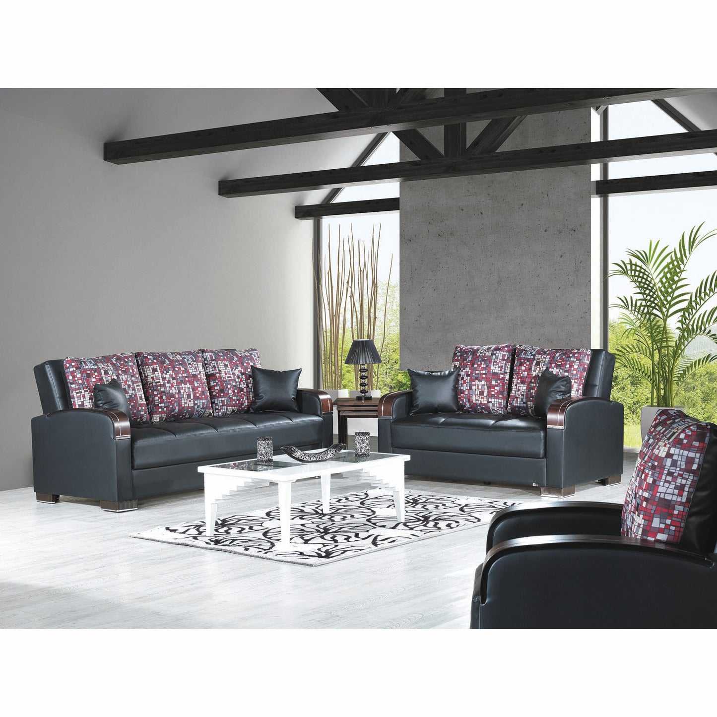 MOBIMAX   LOVE SEAT  IN BLACK PU 11-448  LEATHERETTE