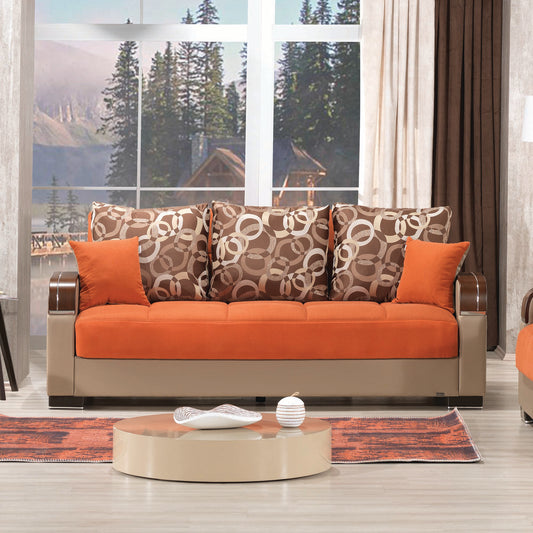 MOBIMAX   SOFABED IN ORANGE 17-341  CHENILLE